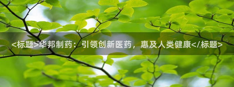 ag九游老哥俱乐部：<标题>华邦制药：引领创新医药，惠及人类健康</标题>