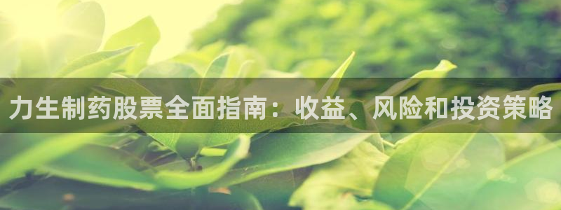 九游会老哥俱乐部论坛版：力生制药股票全面指南：收益、风险和投资策略