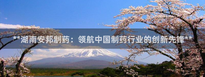 九游老哥俱乐部官网登录网址：**湖南安邦制药：领航中国制药行业的创新先锋**