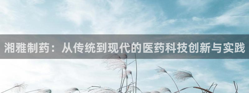 九游老哥俱乐部登录：湘雅制药：从传统到现代的医药科技创新与实践